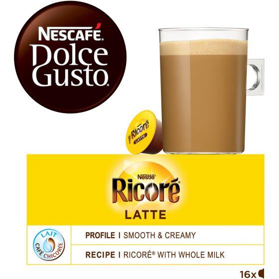 CAPSULES NESCAFE DOLCE GUSTO RICORE LATTE 16 CAPSULES 168G