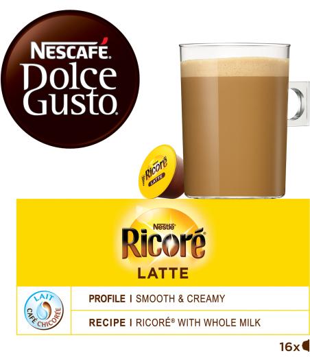 CAPSULES NESCAFE DOLCE GUSTO RICORE LATTE 16 CAPSULES 168G