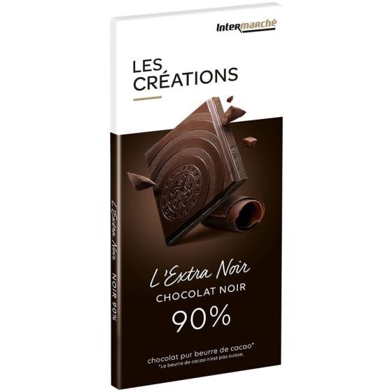 TABLETTE DE CHOCOLAT NOIR LES CREATIONS 90% 100G