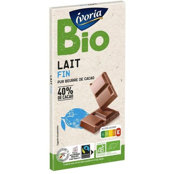 TABLETTE DE CHOCOLAT AU LAIT BIO IVORIA 100G