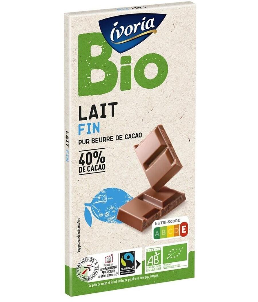 TABLETTE DE CHOCOLAT AU LAIT BIO IVORIA 100G