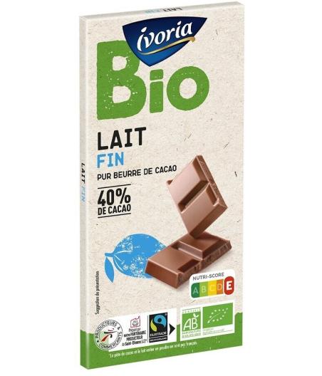 TABLETTE DE CHOCOLAT AU LAIT BIO IVORIA 100G