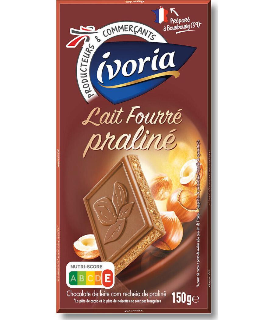 TABLETTE DE CHOCOLAT AU LAIT PRALINE IVORIA 150G