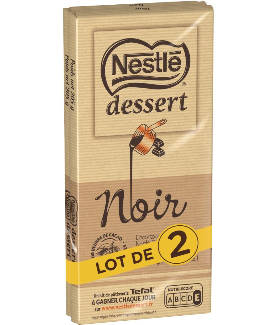 LOT DE 2 TABLETTES DE CHOCOLAT NOIR NESTLE DESSERT 410G