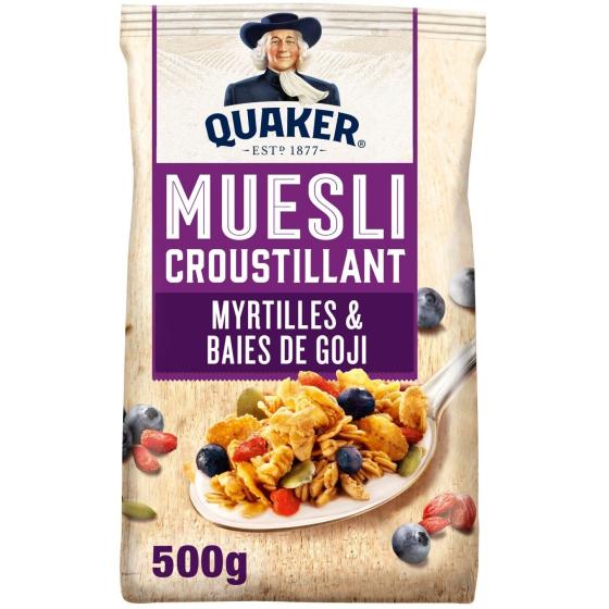 CEREALES MUESLI MYRTILLES ET BAIES DE GOJI QUAKER 500G