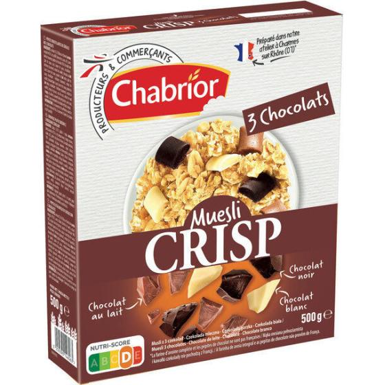CEREALES MUESLI CRISP 3 CHOCOLATS 500G