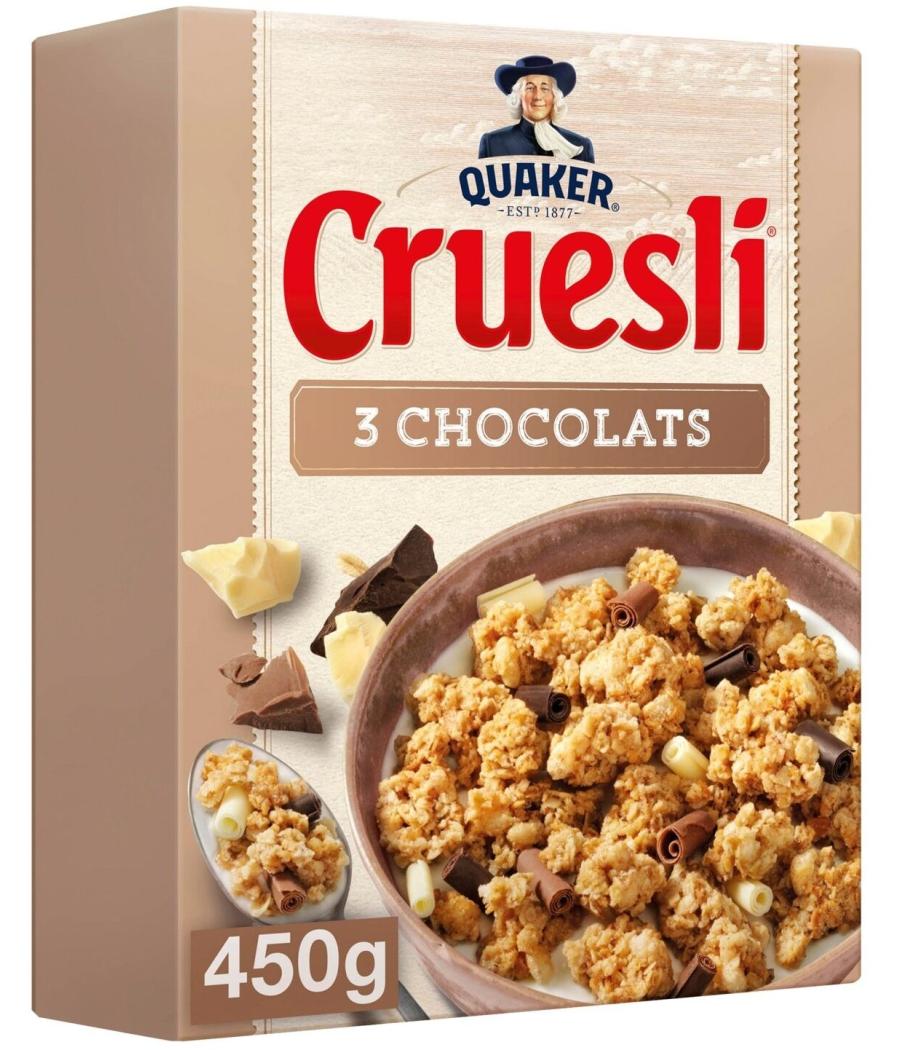 CEREALES QUAKER CRUESLI 3 CHOCOLATS 450G