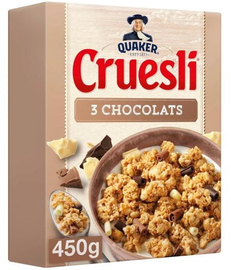 CEREALES QUAKER CRUESLI 3 CHOCOLATS 450G