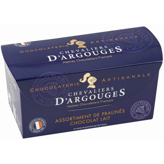 CONFISERIE CHEVALIERS D'ARGOUGES ASSORTIMENT DE PRALINES CHOCOLAT LAIT 185G