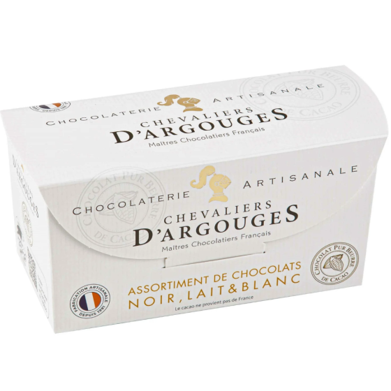 ASSORTIMENT DE  CHOCOLATS NOIR, LAIT ET BLANC 175 G