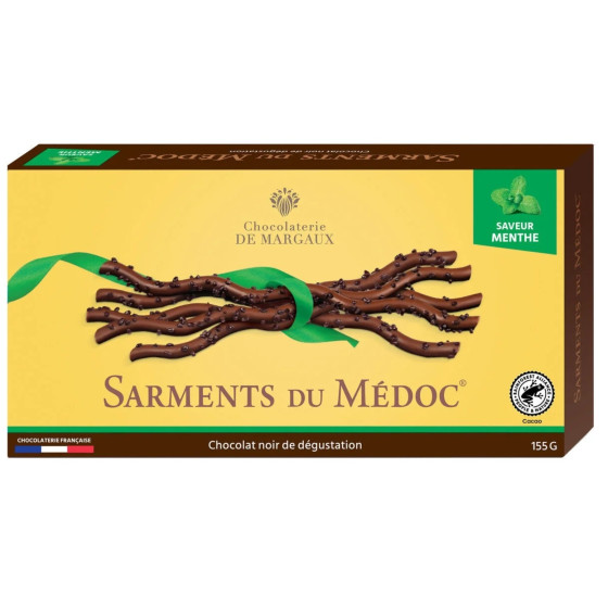CHOCOLAT NOIR MENTHE SARMENTS DU MEDOC CHOCOLATERIE DE MARGAUX 155G