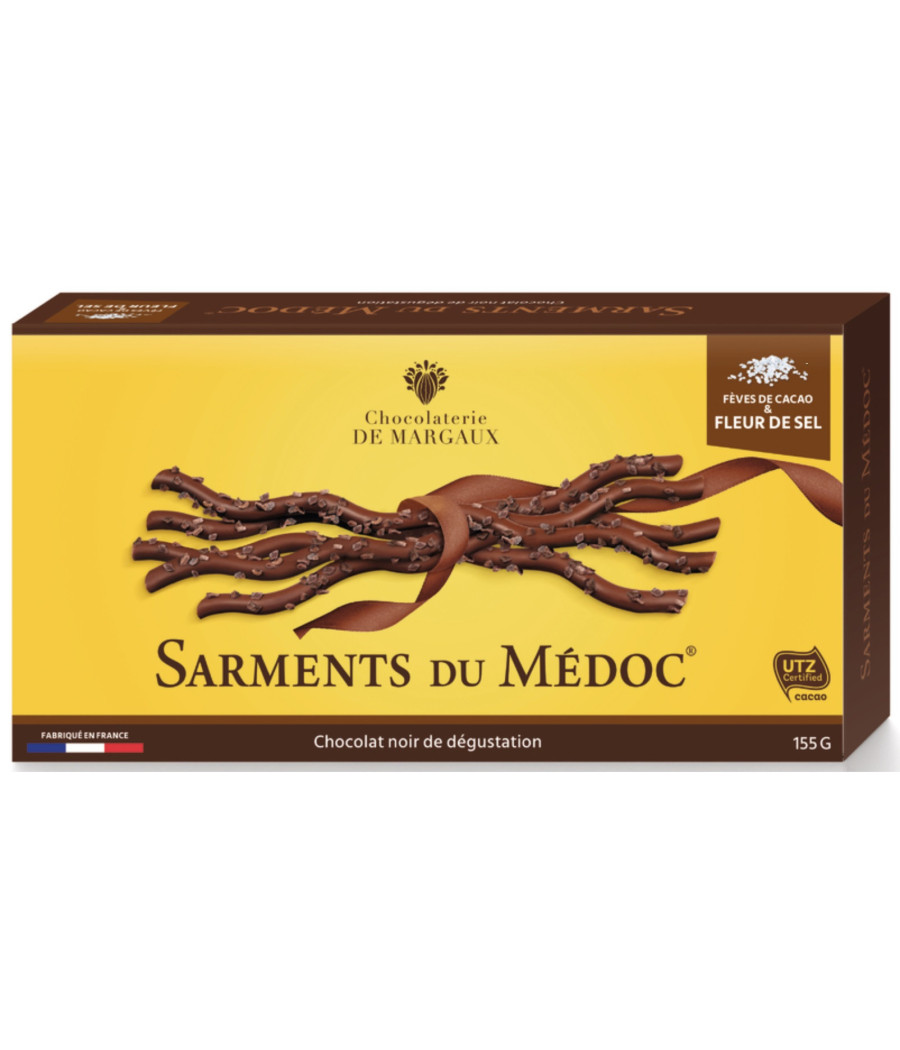 CHOCOLAT NOIR FLEUR DE SEL SARMENTS DU MEDOC CHOCOLATERIE DE MARGAUX 155G
