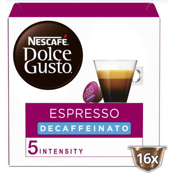 CAPSULES NESCAFE DOLCE GUSTO ESPRESSO DECAFEINE 16 CAPSULES 88G