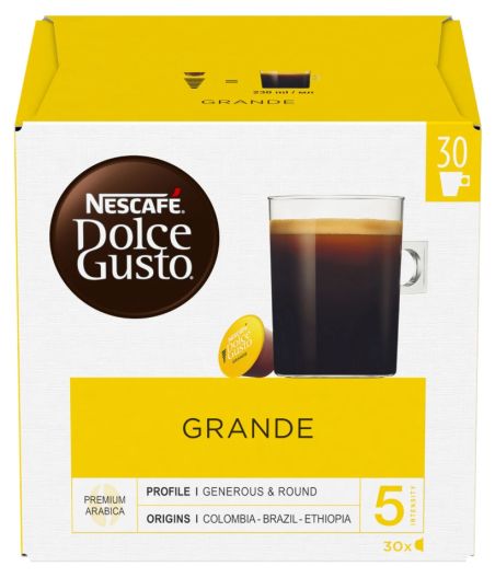 CAPSULES NESCAFE DOLCE GUSTO GRANDE 30 CAPSULES 255G