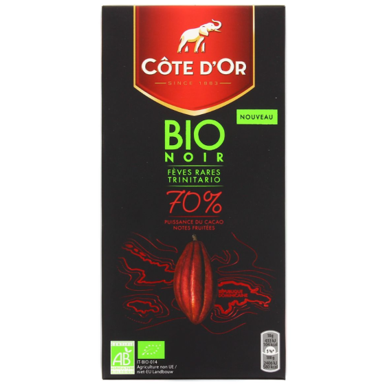 TABLETTE DE CHOCOLAT NOIR COTE D'OR BIO 70% 90G