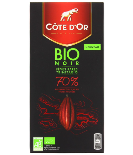 TABLETTE DE CHOCOLAT NOIR COTE D'OR BIO 70% 90G