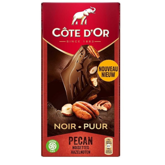 TABLETTE DE CHOCOLAT NOIR COTE D'OR NOISETTE PECAN 100G