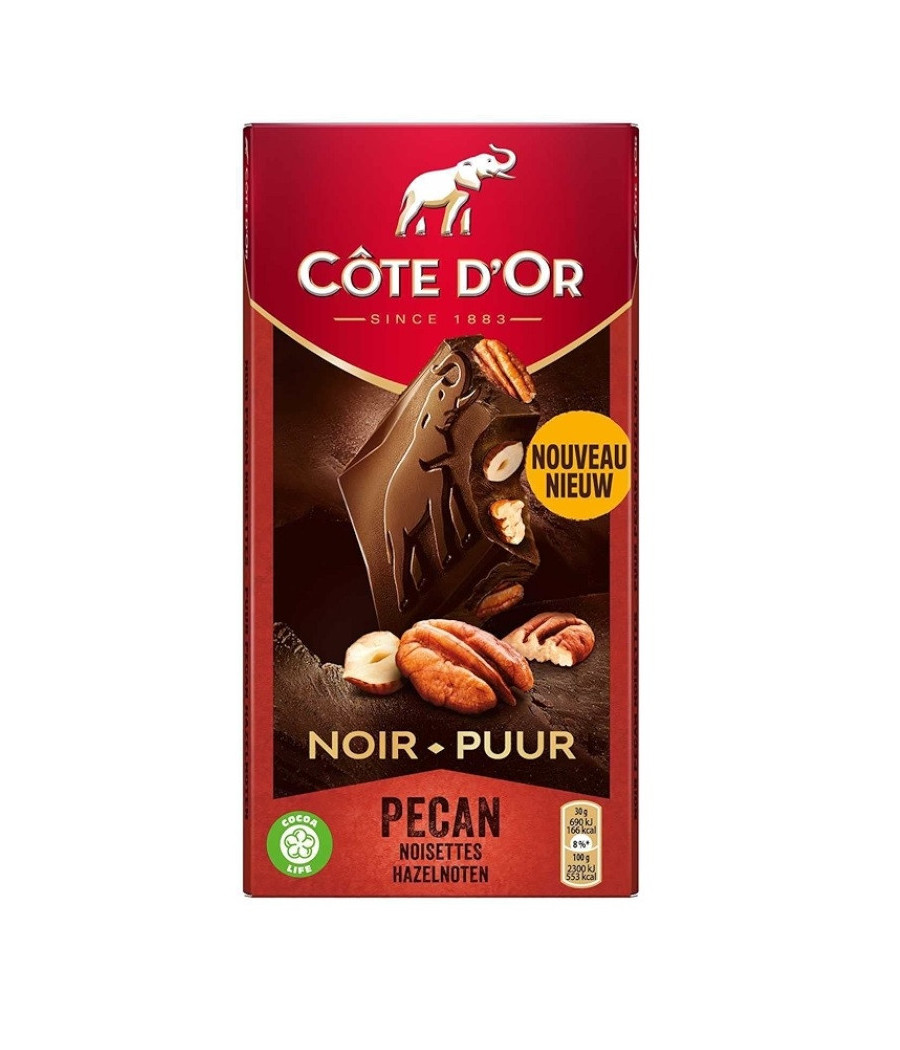 TABLETTE DE CHOCOLAT NOIR COTE D'OR NOISETTE PECAN 100G