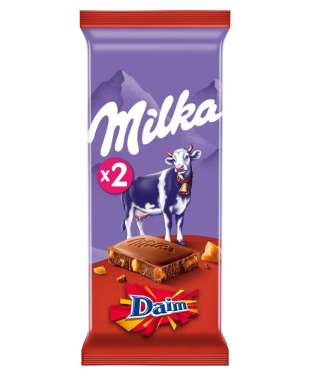 LOT DE 2 TABLETTES DE CHOCOLAT MILKA DAIM 2X100G