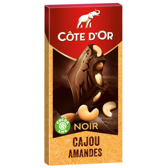TABLETTE DE CHOCOLAT NOIR COTE D'OR CAJOU/AMANDE 100G