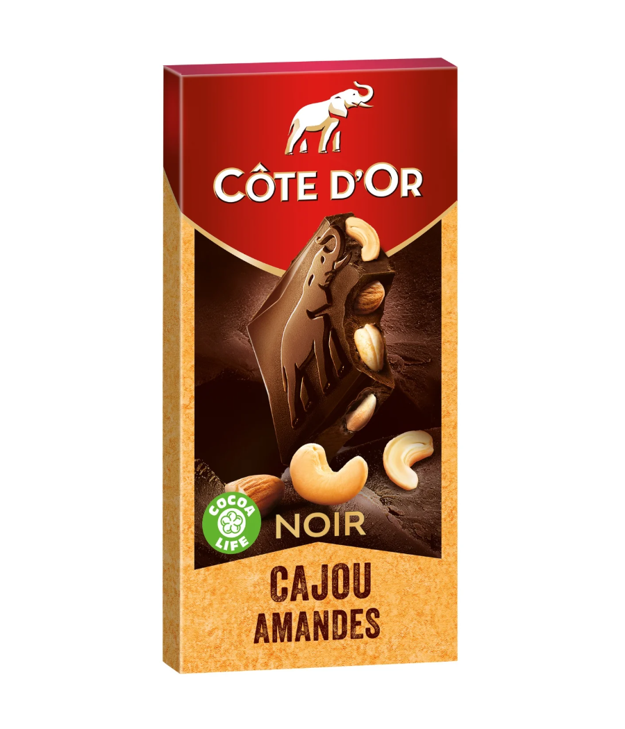 TABLETTE DE CHOCOLAT NOIR COTE D'OR CAJOU/AMANDE 100G