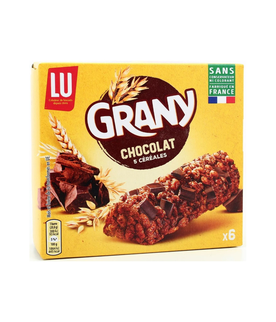 GRANY CHOCOLATE 5 CEREALS BAR X6, LU  125G