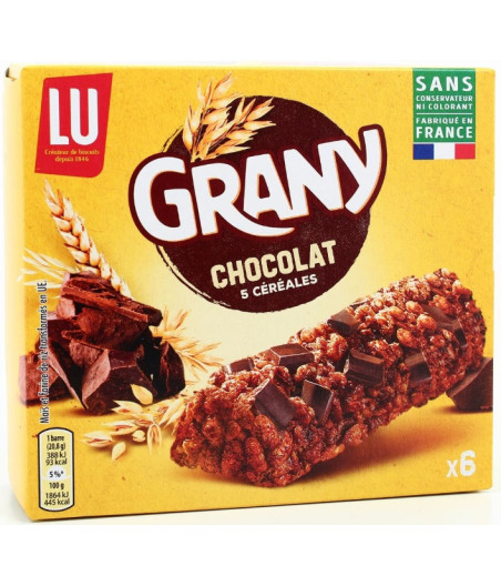 GRANY CHOCOLATE 5 CEREALS BAR X6, LU  125G