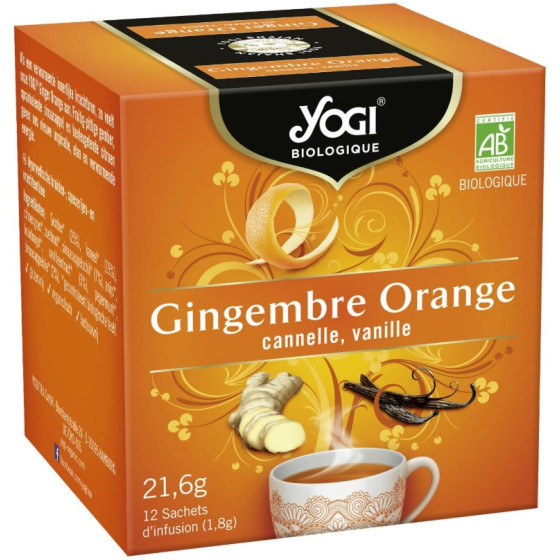 INFUSION YOGI GINGEMBRE ORANGE CANNELLE VANILLE 12 SACHETS 21,6G