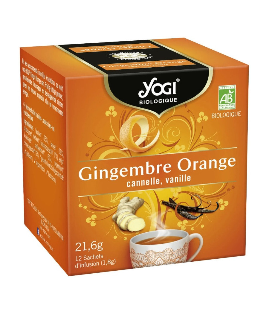 INFUSION YOGI GINGEMBRE ORANGE CANNELLE VANILLE 12 SACHETS 21,6G