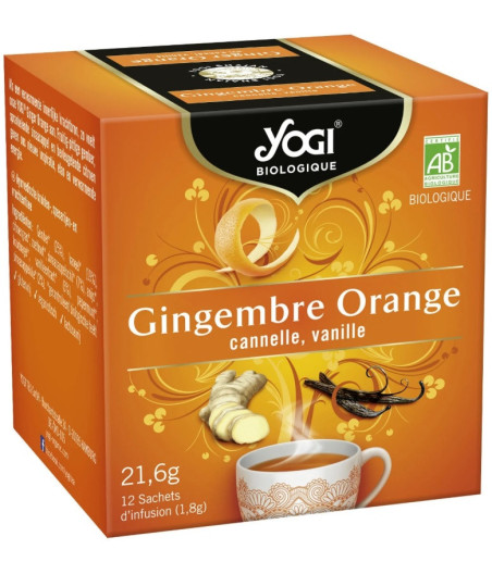 INFUSION YOGI GINGEMBRE ORANGE CANNELLE VANILLE 12 SACHETS 21,6G