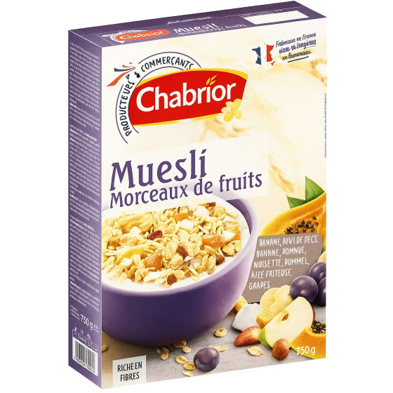 MUESLI FLOCONNEUX MORCEAUX DE FRUITS 750G