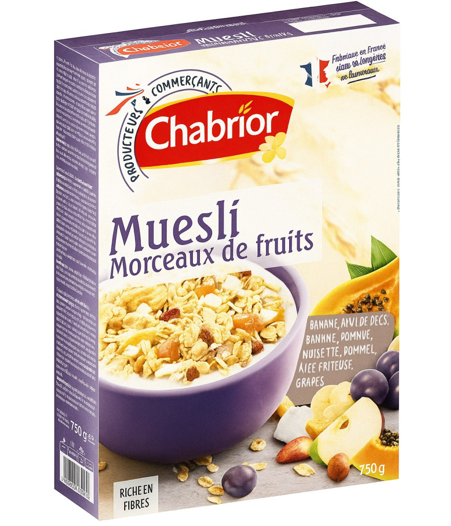 MUESLI FLOCONNEUX MORCEAUX DE FRUITS 750G