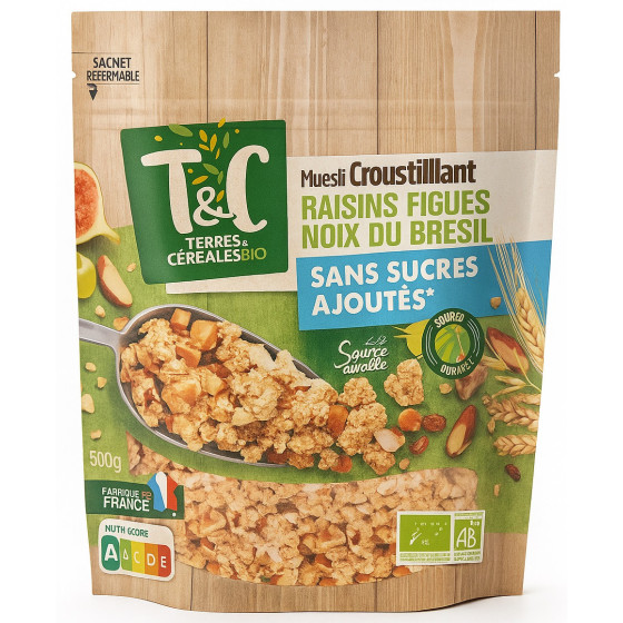 MUESLI CROUSTILLANT -RAISINS FIGUES NOIX DU BRESIL 500G