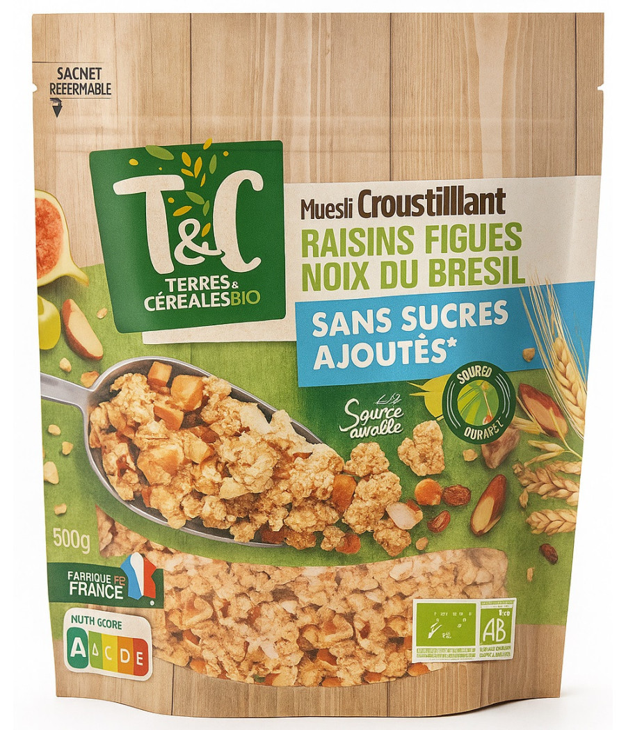 MUESLI CROUSTILLANT -RAISINS FIGUES NOIX DU BRESIL 500G