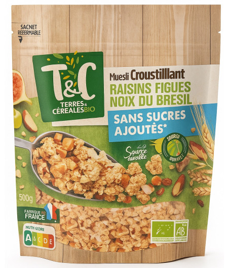 MUESLI CROUSTILLANT -RAISINS FIGUES NOIX DU BRESIL 500G