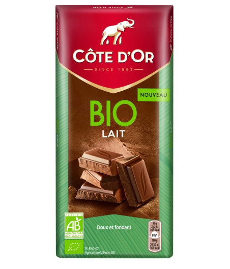 TABLETTE DE CHOCOLAT AU LAIT BIO COTE D'OR 150G