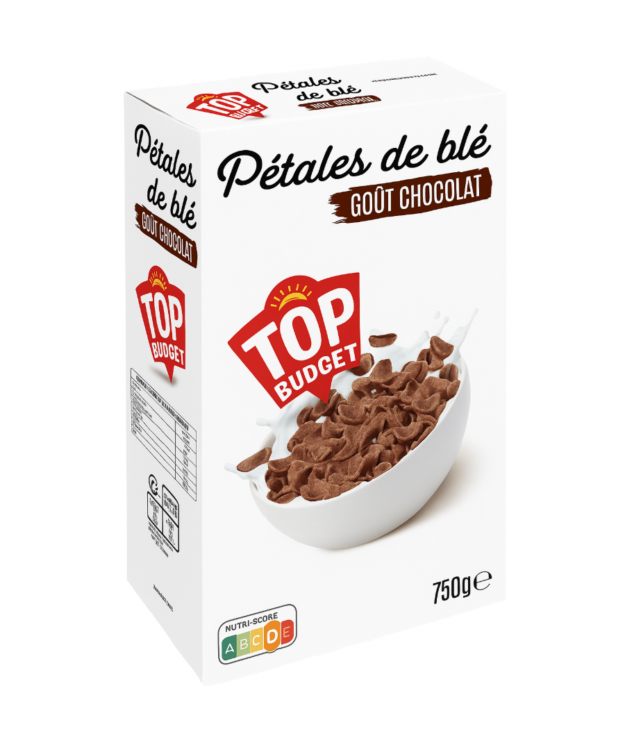 CEREALES TOP BUDGET PETALES CHOCOLAT 750G