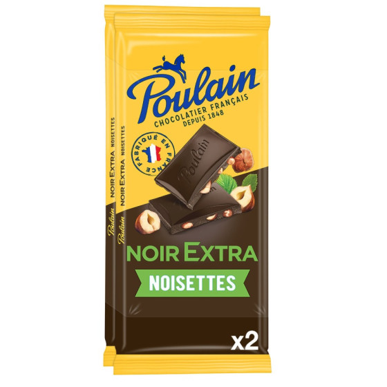 TABLETTE DE CHOCOLAT NOIR EXTRA AUX NOISETTES POULAIN 2X100G