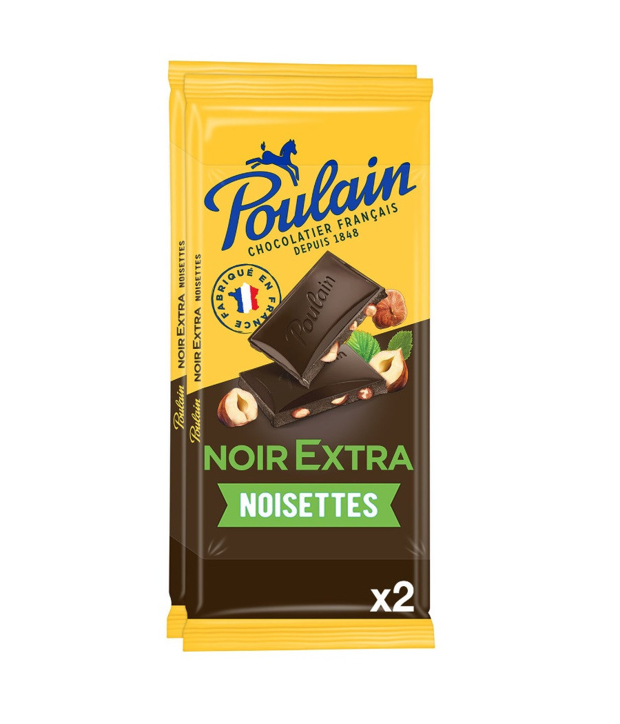 TABLETTE DE CHOCOLAT NOIR EXTRA AUX NOISETTES POULAIN 2X100G