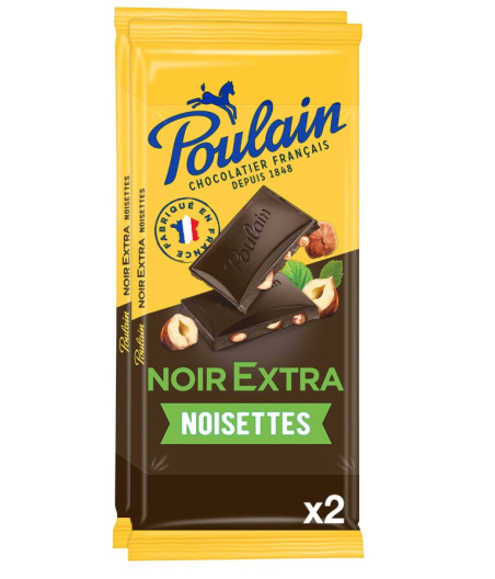 TABLETTE DE CHOCOLAT NOIR EXTRA AUX NOISETTES POULAIN 2X100G