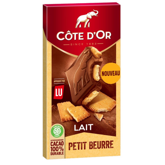 TABLETTE DE CHOCOLAT AU LAIT COTE D'OR PETIT BEURRE 170G