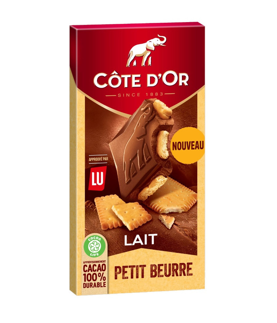 TABLETTE DE CHOCOLAT AU LAIT COTE D'OR PETIT BEURRE 170G