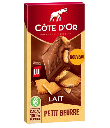 TABLETTE DE CHOCOLAT AU LAIT COTE D'OR PETIT BEURRE 170G