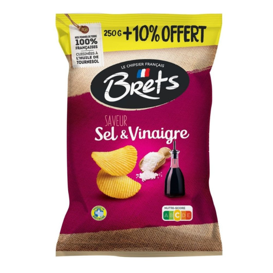 CHIPS SAVEUR SEL & VINAIGRE BRETS 275G