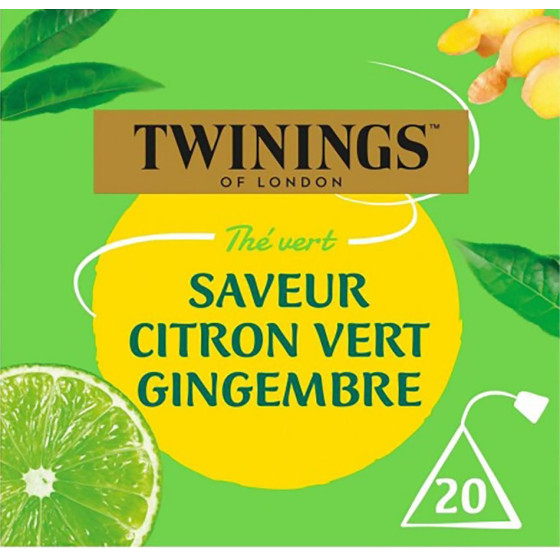 THE VERT TWININGS CITRON VERT GINGEMBRE 20 SACHETS 32G