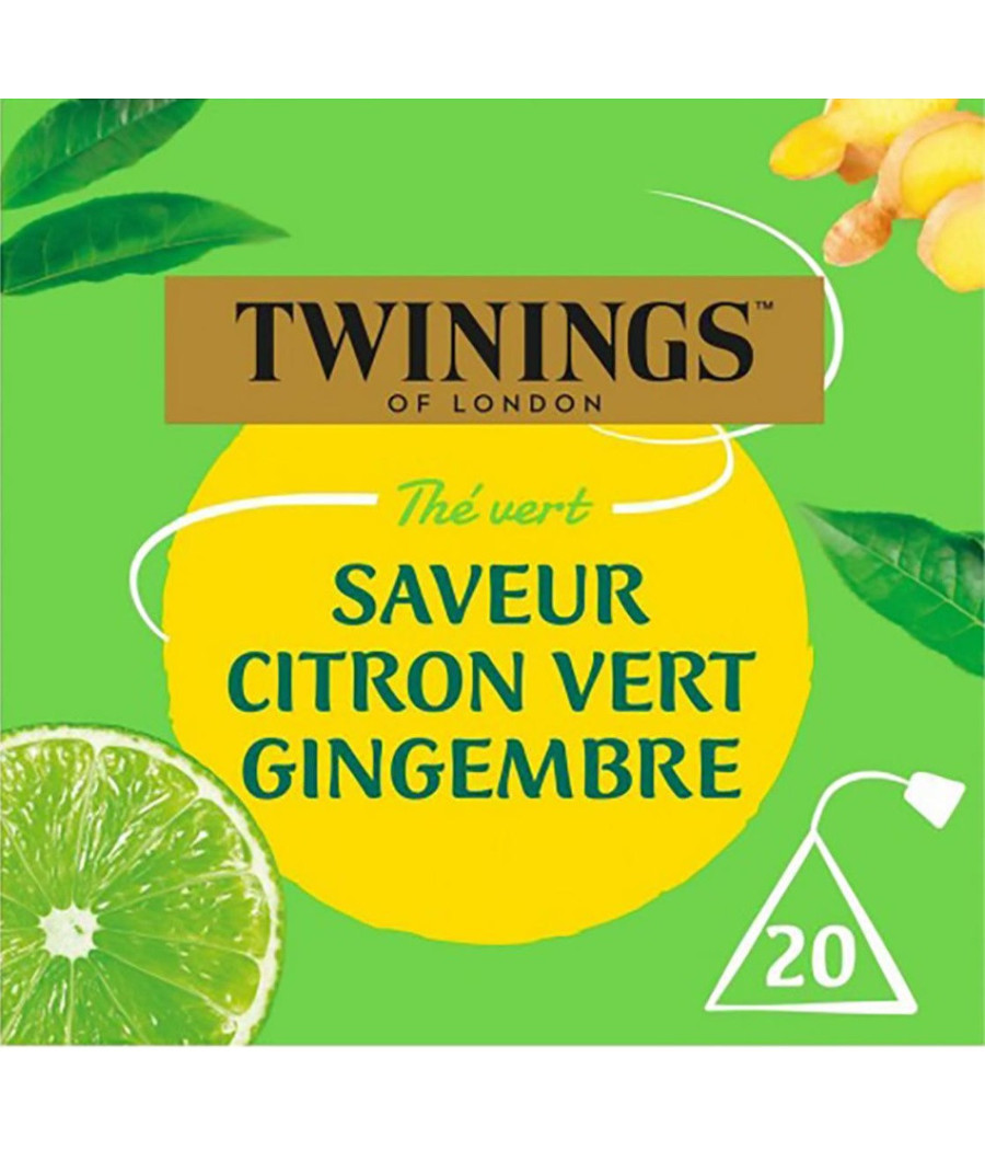 THE VERT TWININGS CITRON VERT GINGEMBRE 20 SACHETS 32G