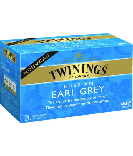 THE NOIR TWININGS RUSSIAN EARL GREY 20 SACHETS 30G
