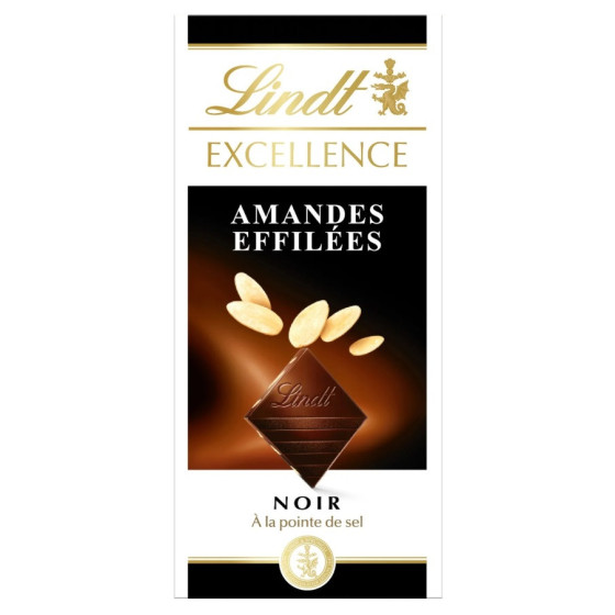 TABLETTE DE CHOCOLAT NOIR LINDT EXCELLENCE AMANDES EFFILEES 100G