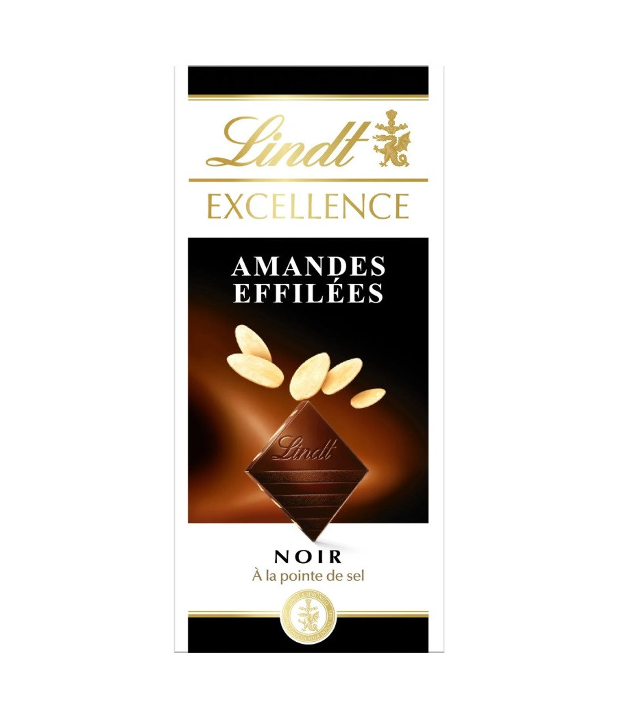 TABLETTE DE CHOCOLAT NOIR LINDT EXCELLENCE AMANDES EFFILEES 100G