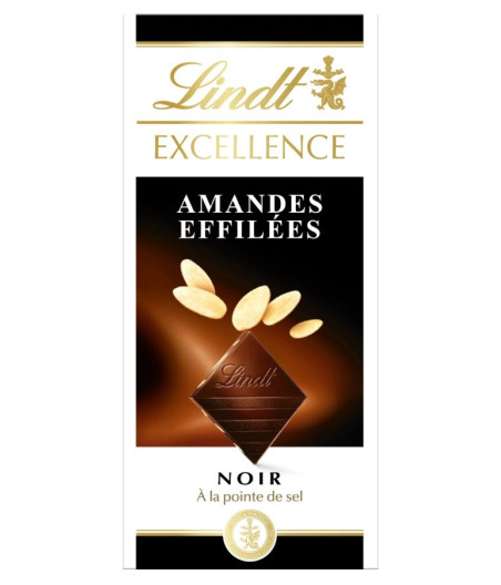 TABLETTE DE CHOCOLAT NOIR LINDT EXCELLENCE AMANDES EFFILEES 100G